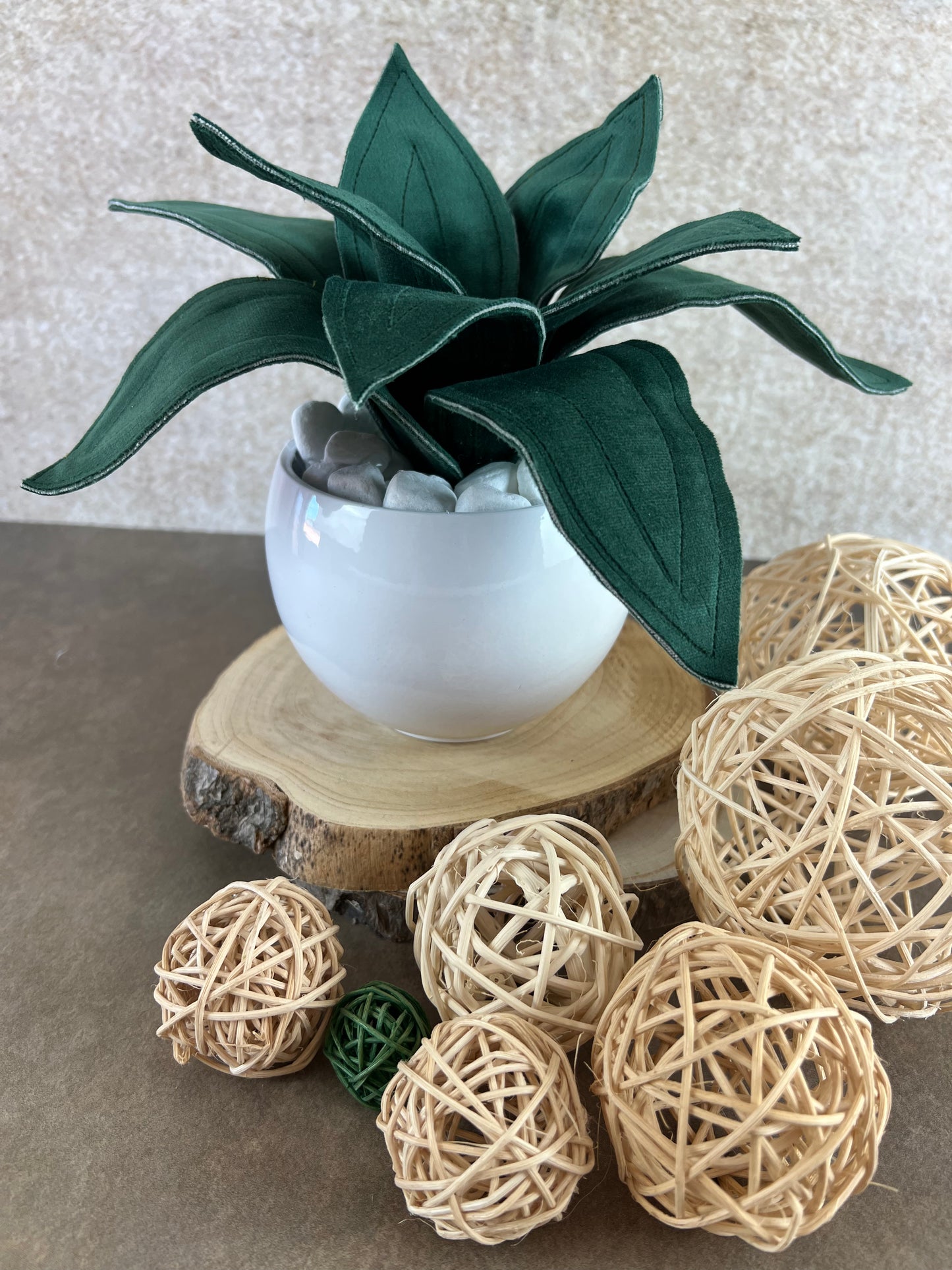 Agave mini in velluto verde scuro