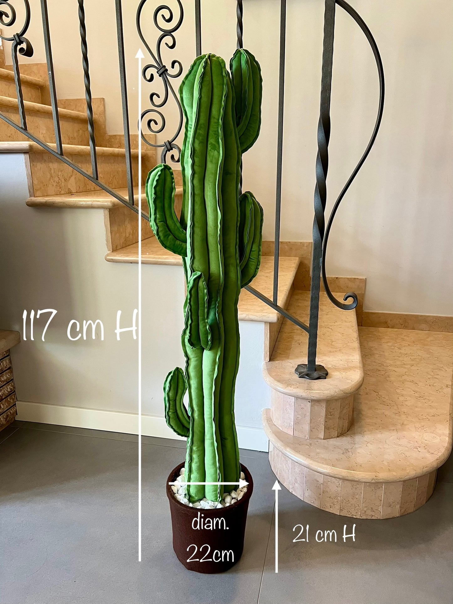 Big cactus in velluto verde avocado altezza 117 cm IN PRONTA CONSEGNA