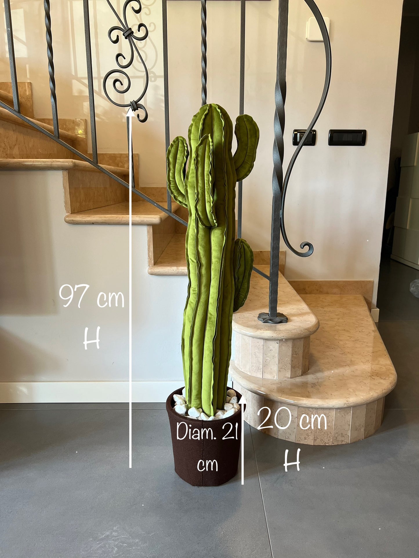 Big cactus in velluto verde brillante altezza 97 cm -ESAURITO