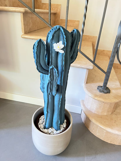 Big cactus in bright green velvet height 118 cm