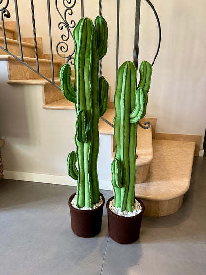 Big cactus in bright green velvet height 118 cm