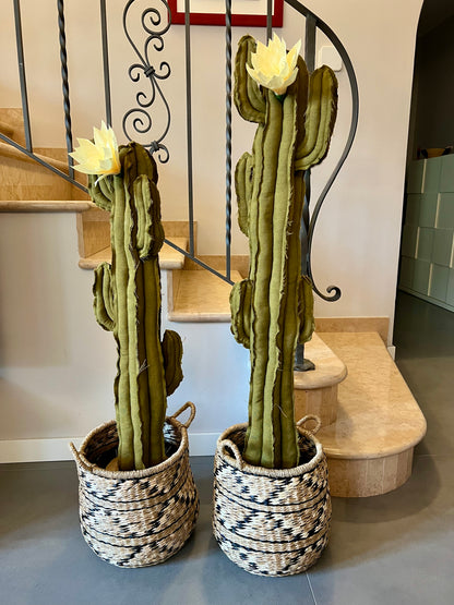 Big cactus in bright green velvet height 118 cm
