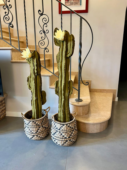 Big cactus in bright green velvet height 118 cm