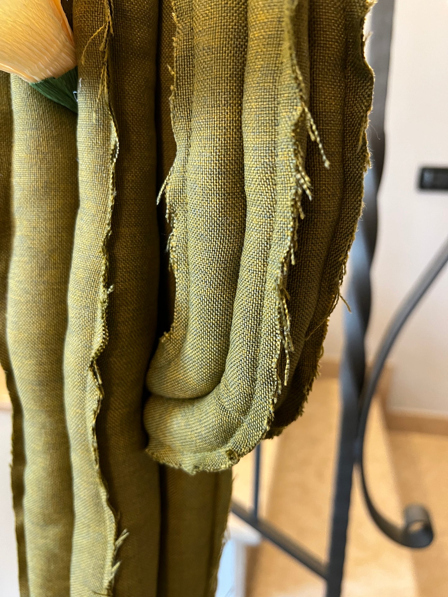 Big cactus in bright green velvet height 118 cm