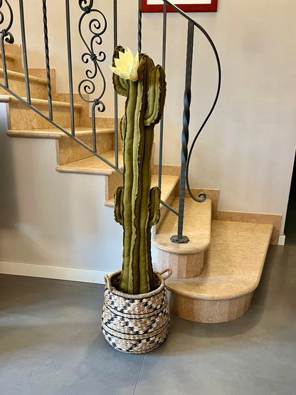 Big cactus in bright green velvet height 118 cm