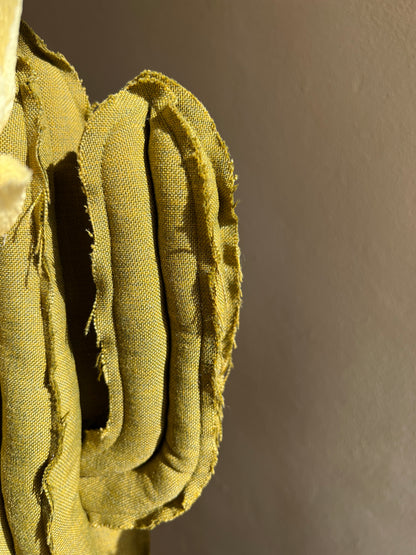 Big cactus in bright green velvet height 118 cm