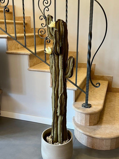 Big cactus in bright green velvet height 118 cm