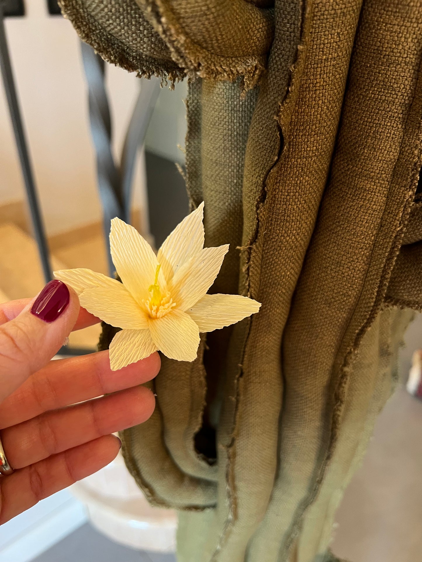 Big cactus in bright green velvet height 118 cm