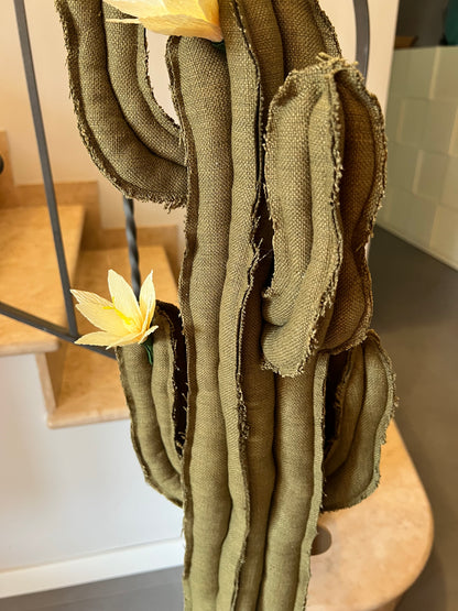 Big cactus in bright green velvet height 118 cm