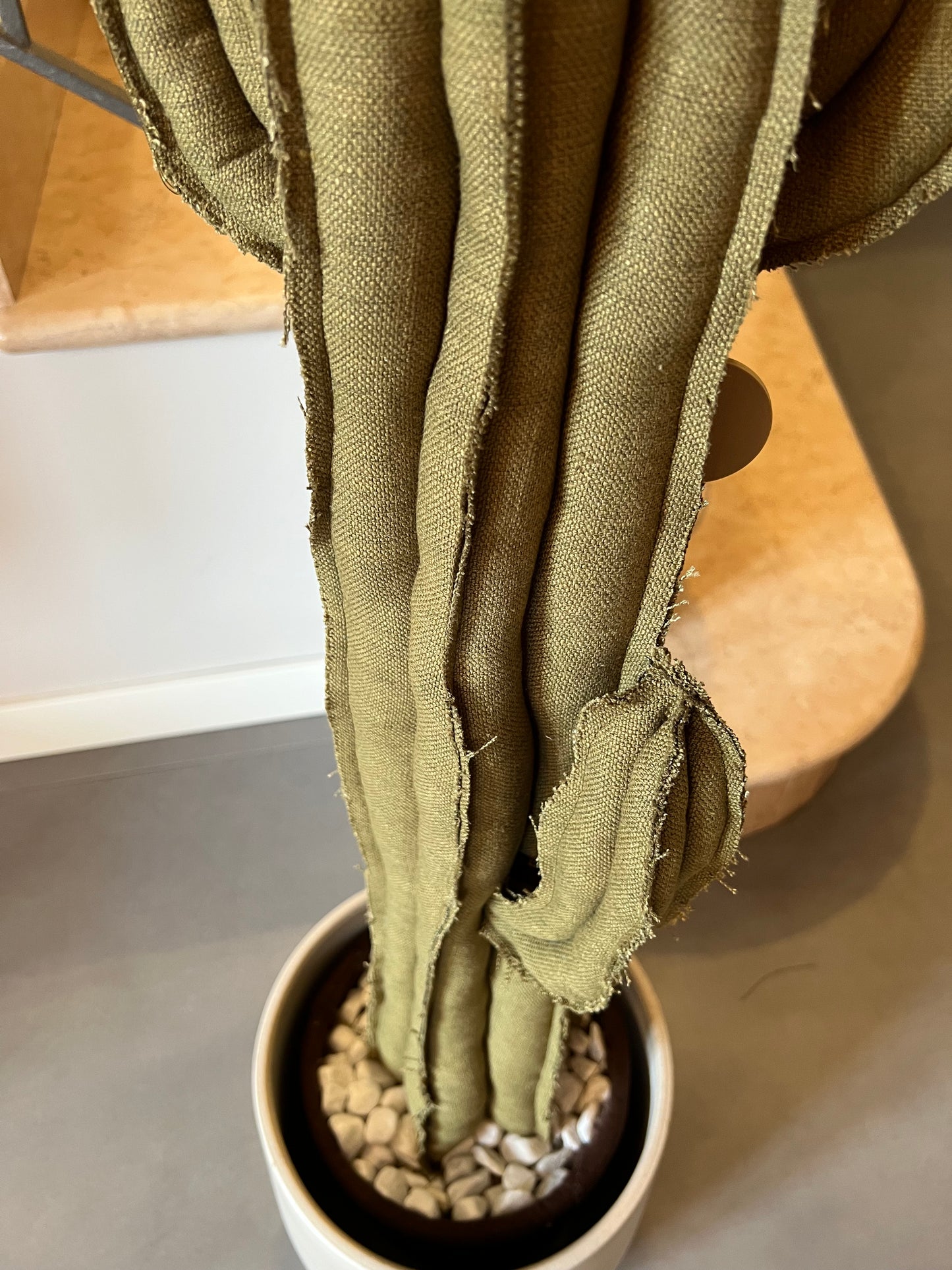 Big cactus in bright green velvet height 118 cm