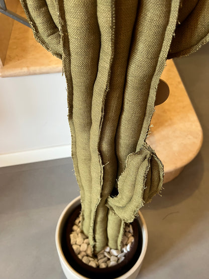 Big cactus in bright green velvet height 118 cm