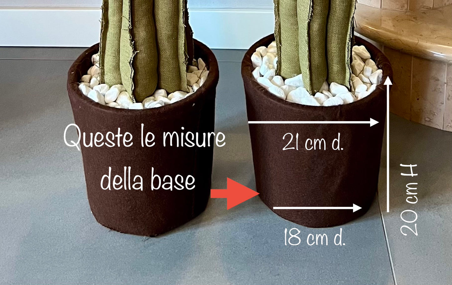 Big cactus in bright green velvet height 118 cm