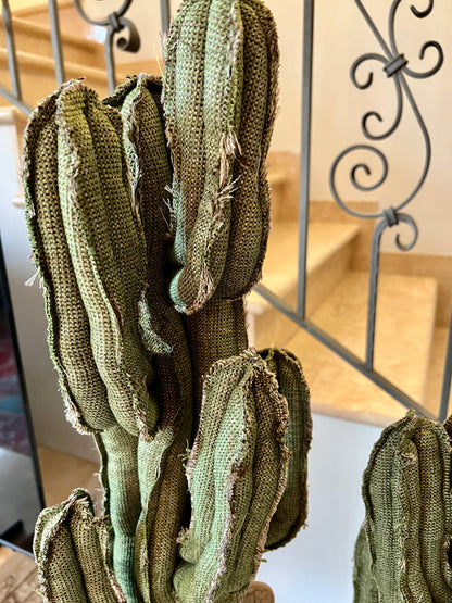 Big cactus in bright green velvet height 118 cm