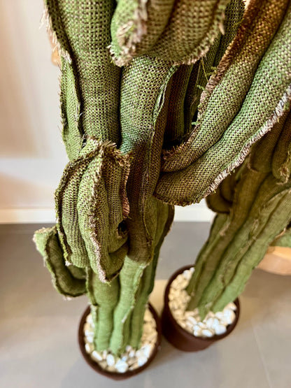 Big cactus in bright green velvet height 118 cm