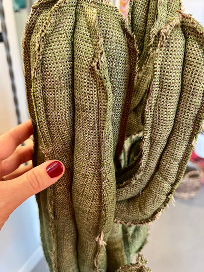 Big cactus in bright green velvet height 118 cm