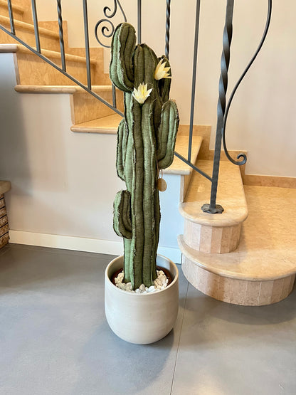 Big cactus in bright green velvet height 118 cm