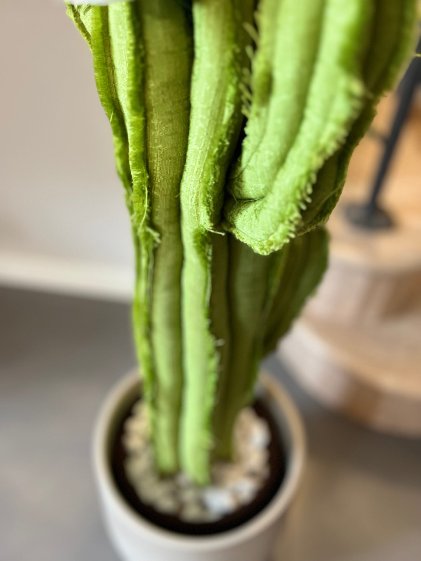 Big cactus in bright green velvet height 118 cm