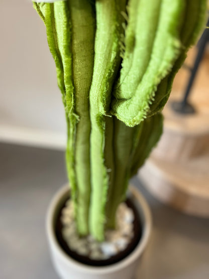 Big cactus in bright green velvet height 118 cm