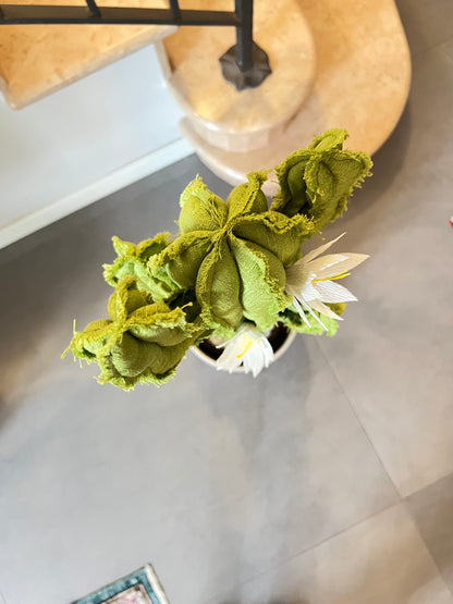 Big cactus in bright green velvet height 118 cm