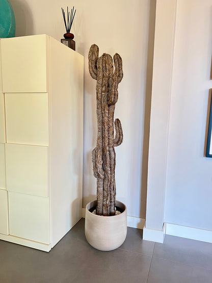 Big cactus in cotone grigio con motivi argento/bronzo/beige  - altezza 124 cm - in pronta consegna - SPEDIZIONE GRATUITA