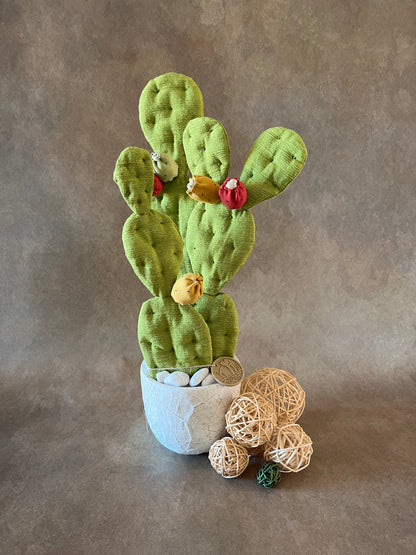 Opuntia verde chiaro vaso in ceramica opaca motivo foglie in pronta consegna
