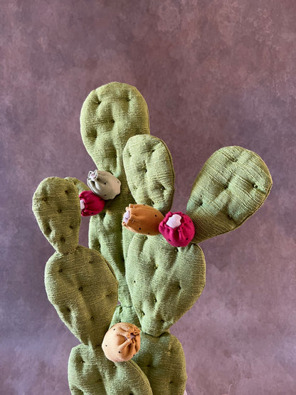 Opuntia verde chiaro vaso in ceramica opaca motivo foglie in pronta consegna