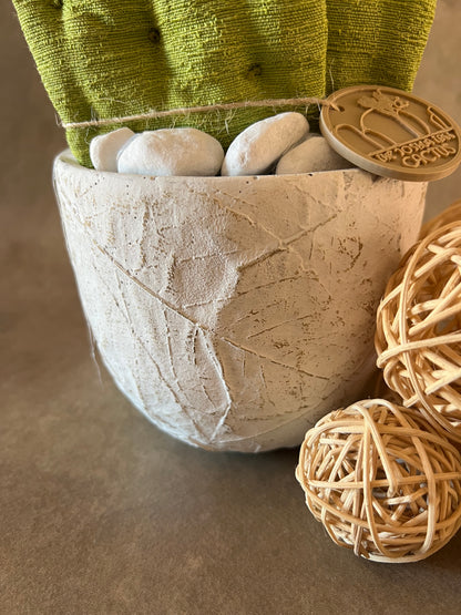 Opuntia verde chiaro vaso in ceramica opaca motivo foglie in pronta consegna