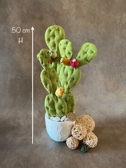Opuntia verde chiaro vaso in ceramica opaca motivo foglie in pronta consegna