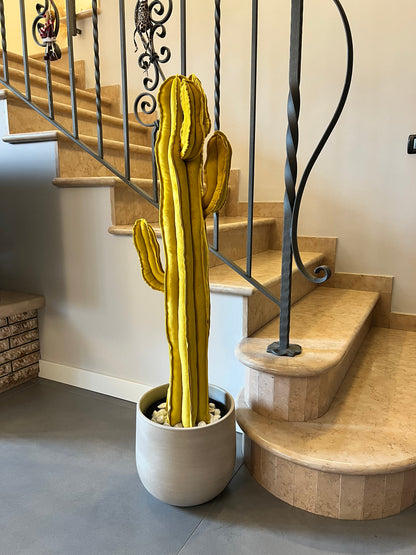 Big cactus in bright green velvet height 118 cm