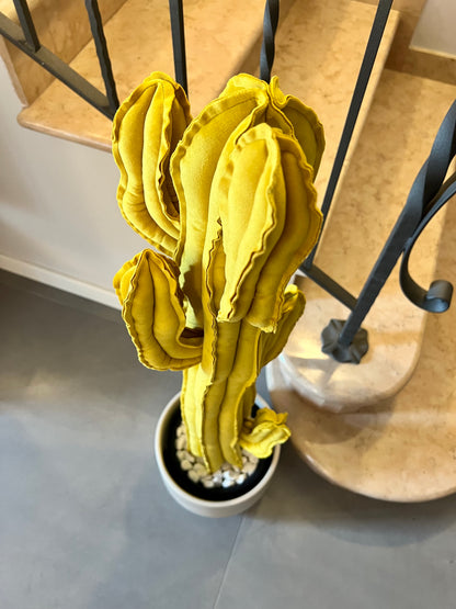 Big cactus in bright green velvet height 118 cm