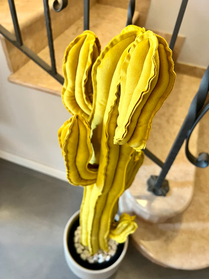 Big cactus in bright green velvet height 118 cm