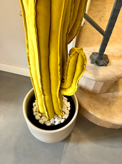 Big cactus in bright green velvet height 118 cm