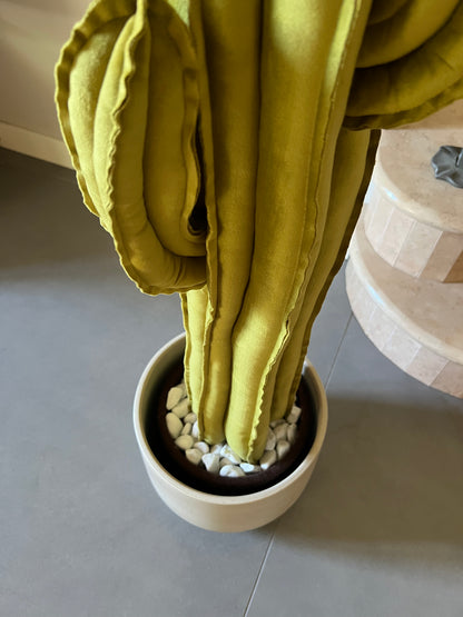 Big cactus in velluto verde lucente - altezza 122 cm circa - completo di fiori (staccabili), DISPONIBILE SU ORDINAZIONE- TEMPO DI CONSEGNA: 3 SETTIMANE DATA ORDINE - SPEDIZIONE GRATUITA.