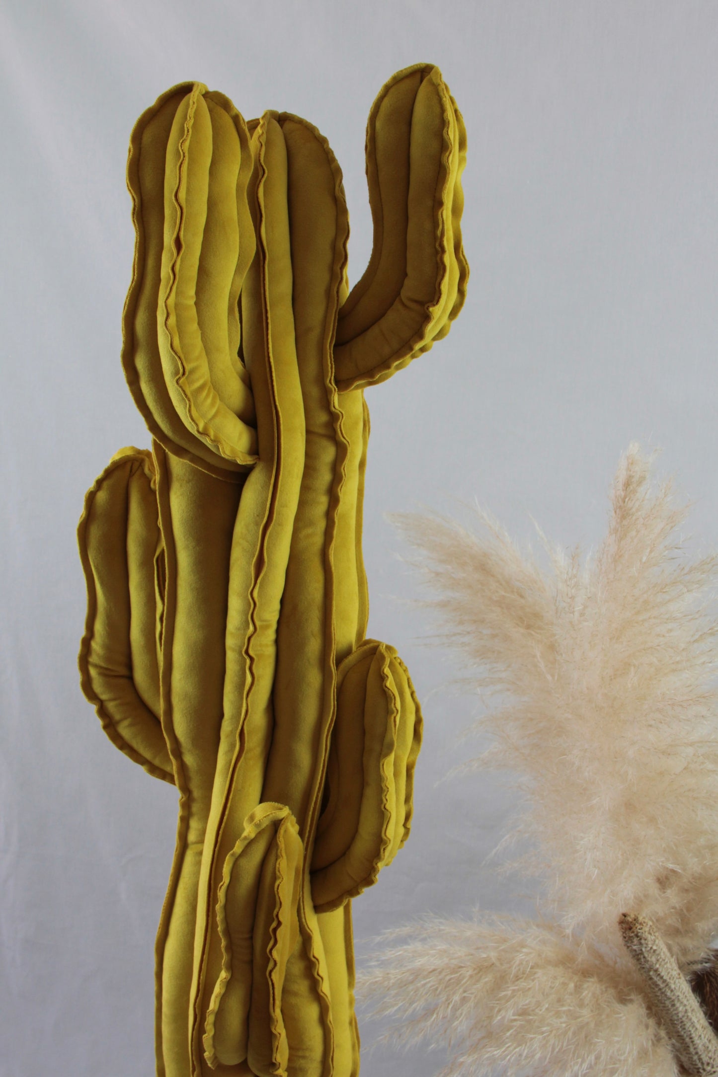 Big cactus in bright green velvet height 118 cm