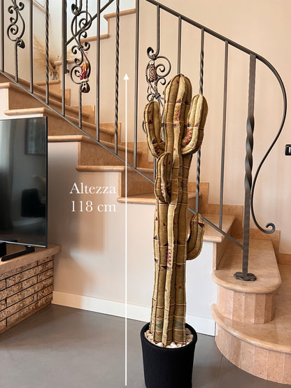 Big cactus "Saguaro Tribale" in tessuto stile etnico  altezza 118 cm IN PRONTA CONSEGNA