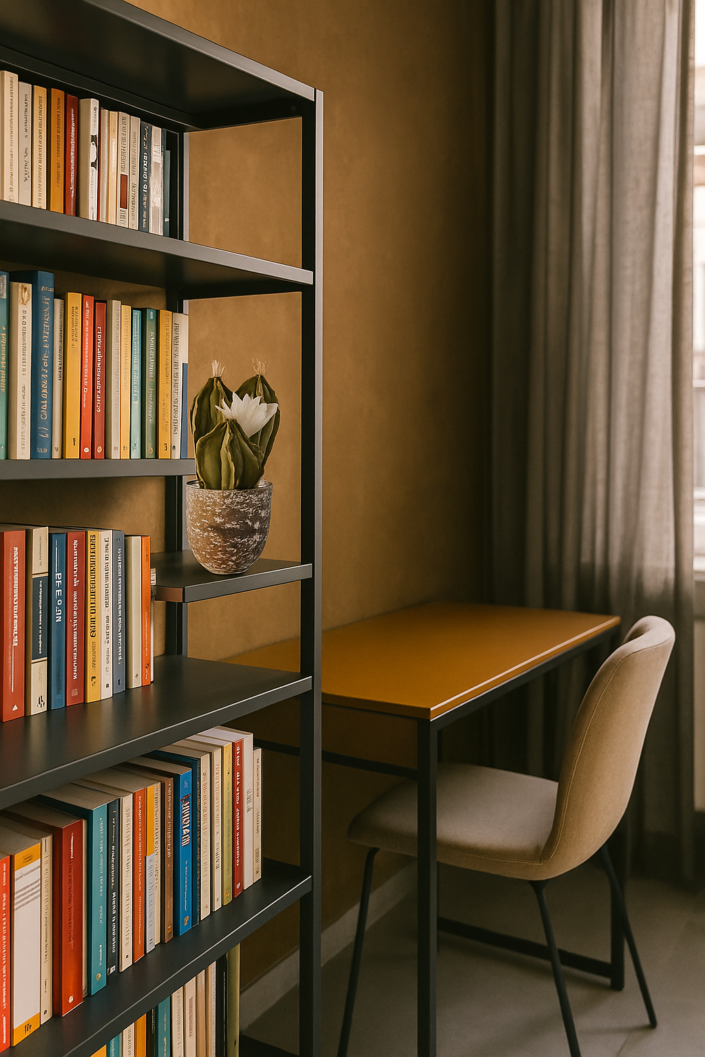 Composizione di 3 Cactus in velluto verde menta, completa di vaso in ceramica bronzo/grigio