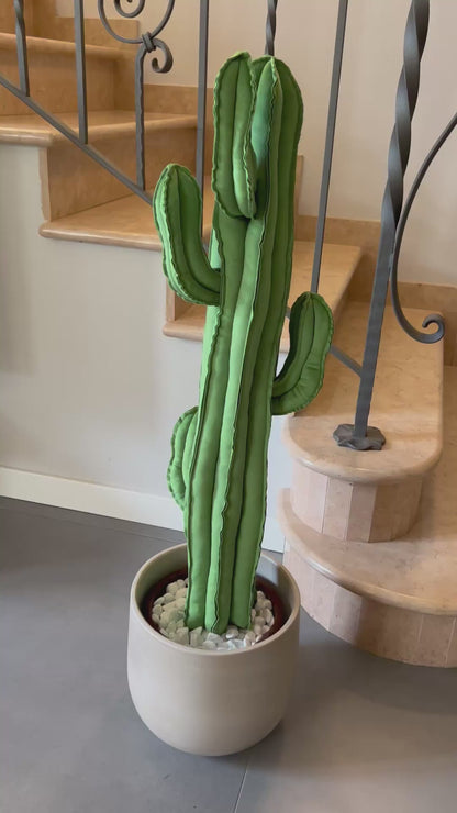 Big cactus in bright green velvet height 118 cm